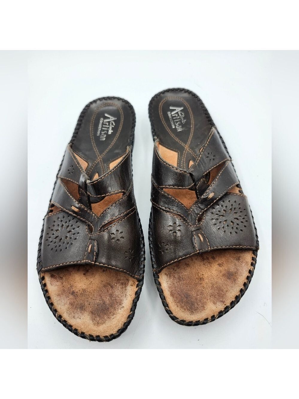 Clark Artisan Collection Dark Brown Leather Sandals Sz 8M